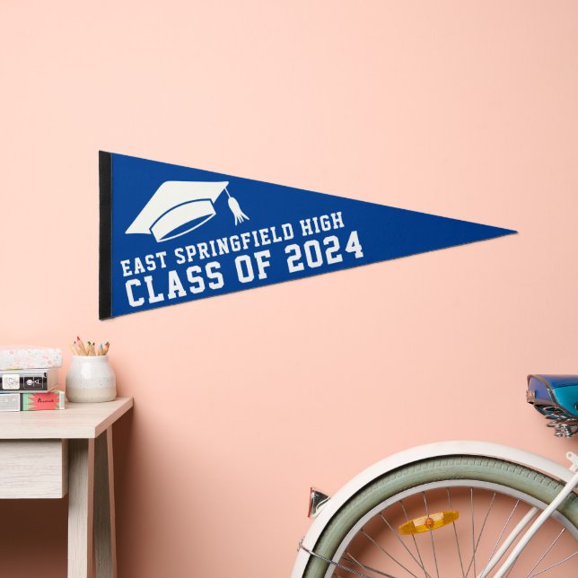 Blue High School Pennants for Graduation (Front)