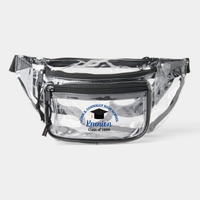 Blue High School Reunion Custom Alumni Clear Fanny Pack (Front)
