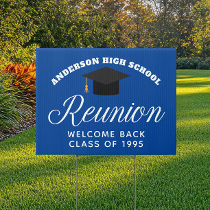 Blue High School Reunion Custom Party Yard Sign