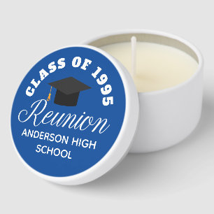 Blue High School Reunion Personalized Party Mini Candle Favors