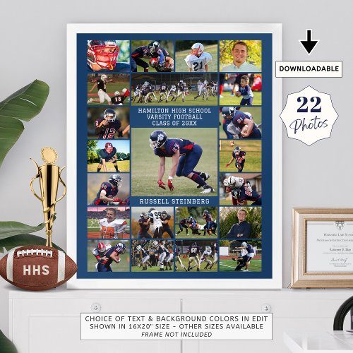 Blue High School Senior Sports 22 Photo Collage