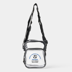 Blue High School Soccer Game Personalized Clear Crossbody Bag