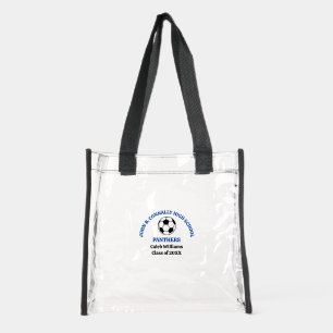 Blue High School Soccer Game Personalized Clear Tote Bag