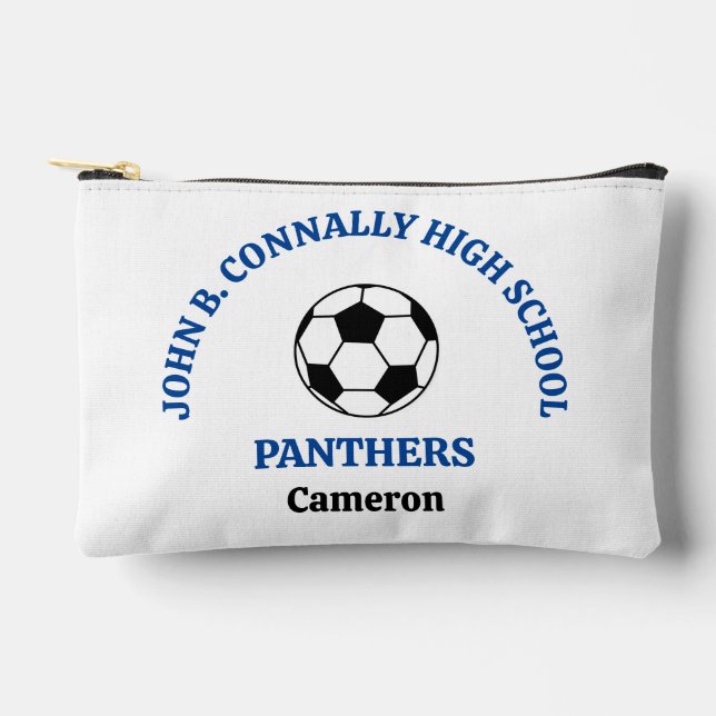 Blue High School Soccer Team Personalized Accessory Pouch (Front)