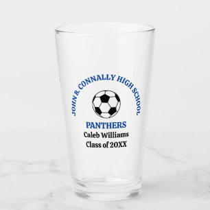 Blue High School Soccer Team Personalized Glass