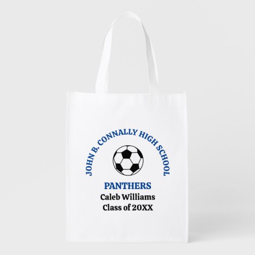 Blue High School Soccer Team Personalized Grocery Bag