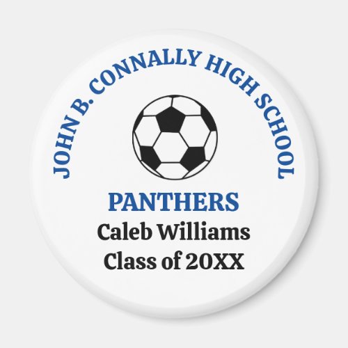 Blue High School Soccer Team Personalized Magnet