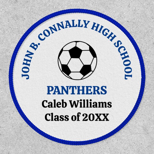 Blue High School Soccer Team Personalized Patch (Front)
