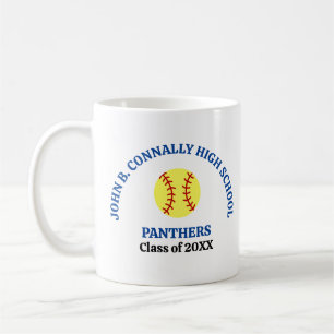 Blue High School Softball Player Personalized Coffee Mug