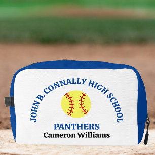 Blue High School Softball Player Personalized Dopp Kit
