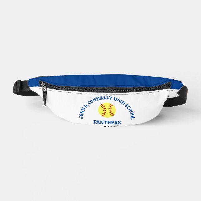 Blue High School Softball Player Personalized Fanny Pack (Front)