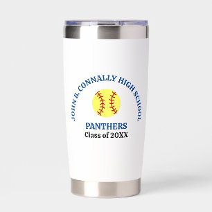 Blue High School Softball Player Personalized Insulated Tumbler