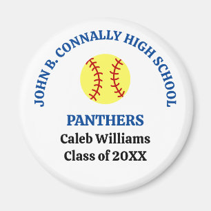 Blue High School Softball Player Personalized Magnet