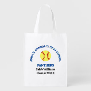 Blue High School Softball Team Personalized Grocery Bag