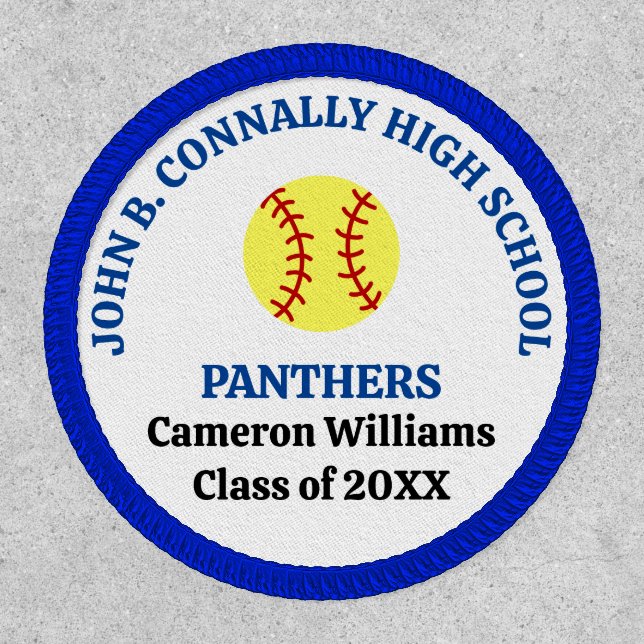 Blue High School Softball Team Personalized Patch (Front)