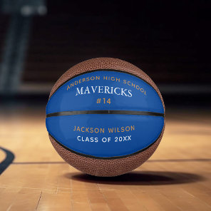 Blue High School Team Player Custom Graduation Mini Basketball