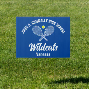 Blue High School Tennis Team Custom Yard Sign