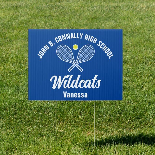 Blue High School Tennis Team Custom Yard Sign (Insitu)