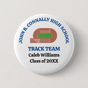 Blue High School Track & Field Team Personalized Button