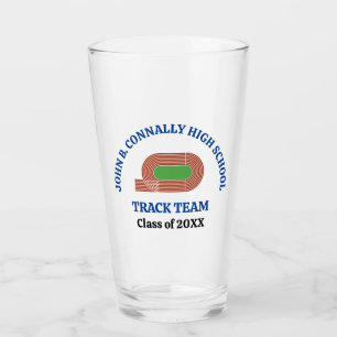 Blue High School Track & Field Team Personalized Glass