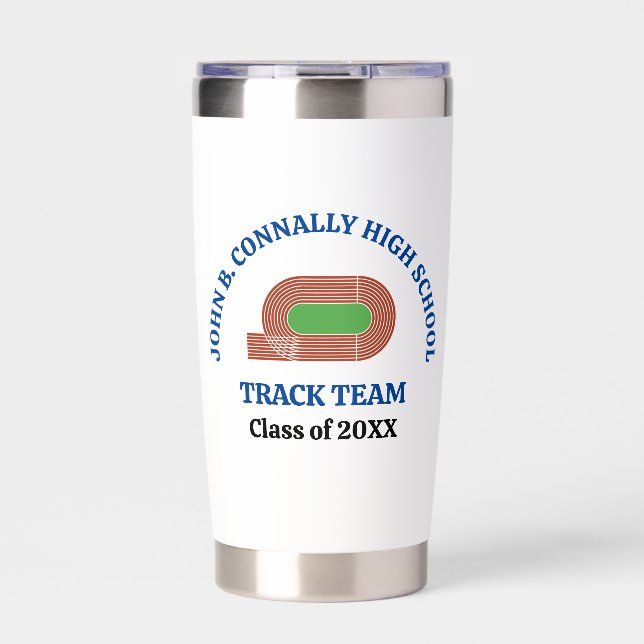 Blue High School Track & Field Team Personalized Insulated Tumbler (Front)