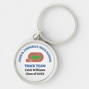 Blue High School Track & Field Team Personalized Keychain
