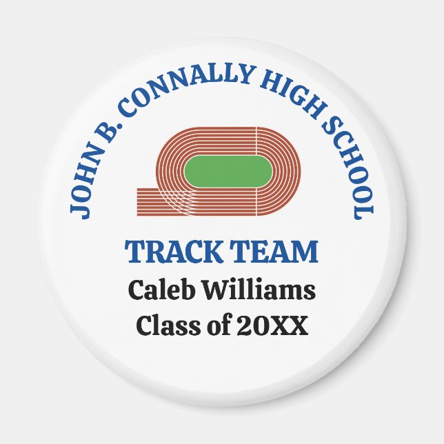 Blue High School Track & Field Team Personalized Magnet (Front)