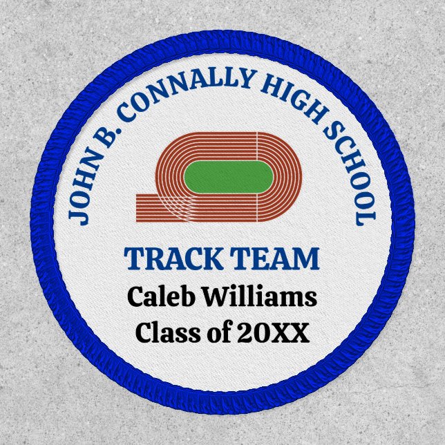Blue High School Track & Field Team Personalized Patch (Front)