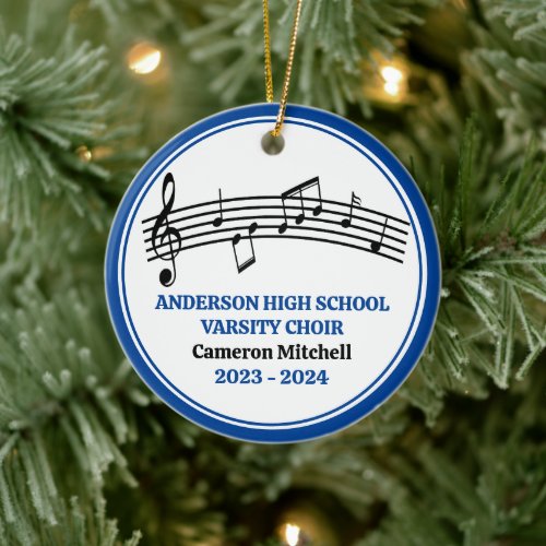 Blue High School Varsity Choir Custom Christmas Ceramic Ornament