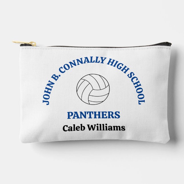 Blue High School Volleyball Player Personalized Accessory Pouch (Front)
