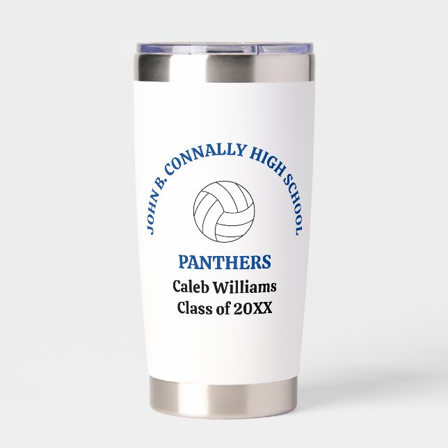 Blue High School Volleyball Player Personalized Insulated Tumbler (Front)