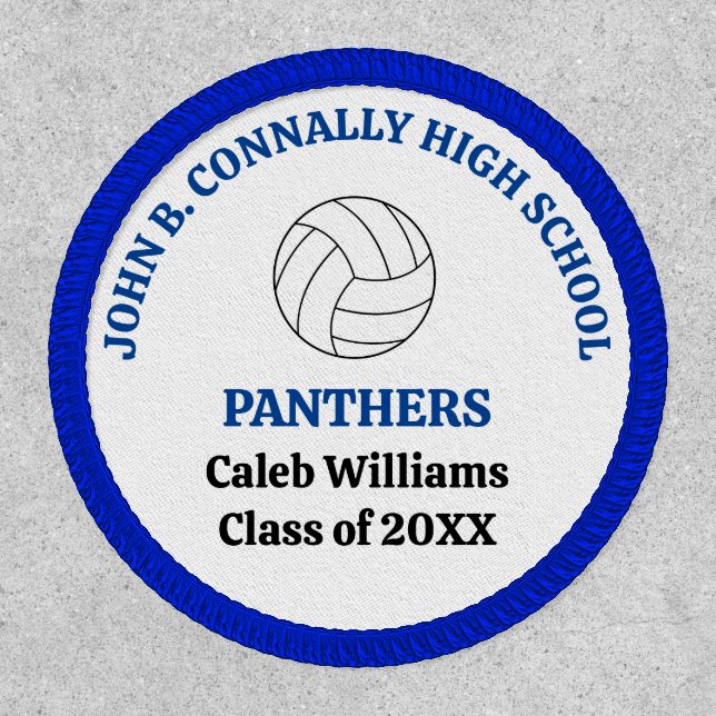 Blue High School Volleyball Player Personalized Patch (Front)