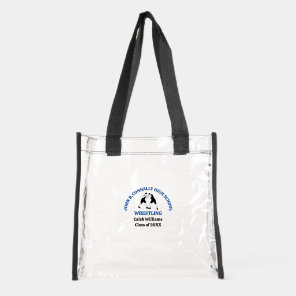 Blue High School Wrestling Match Personalized Clear Tote Bag