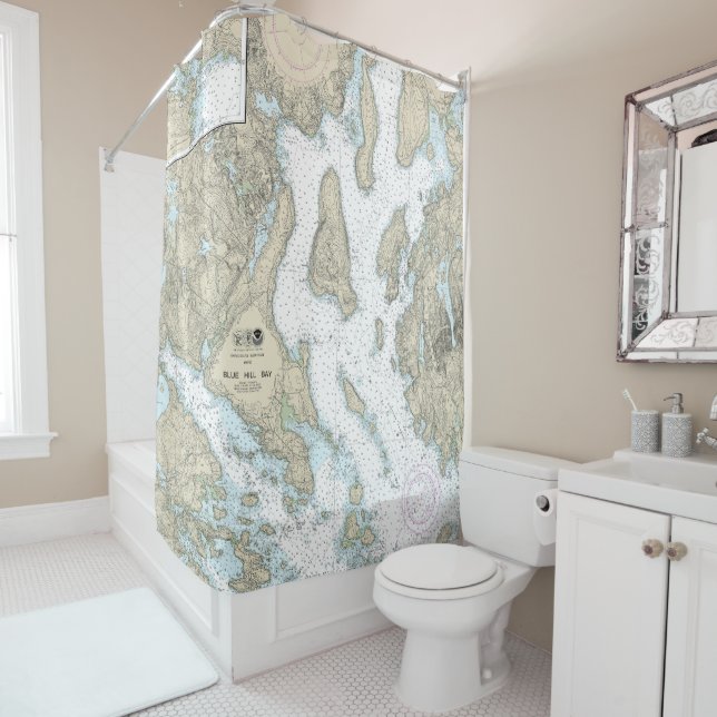 Blue Hill Bay Nautical Chart 13316 Shower Curtain (In Situ)