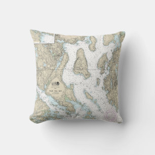 Blue Hill Bay Nautical Chart 13316 Throw Pillow