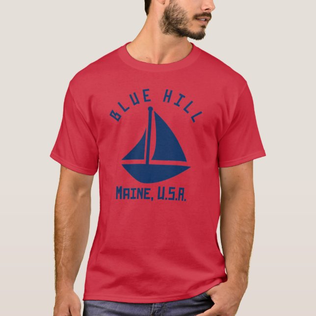 Blue Hill Maine Sailing Boating Navy Blue Text Abs T-Shirt (Front)