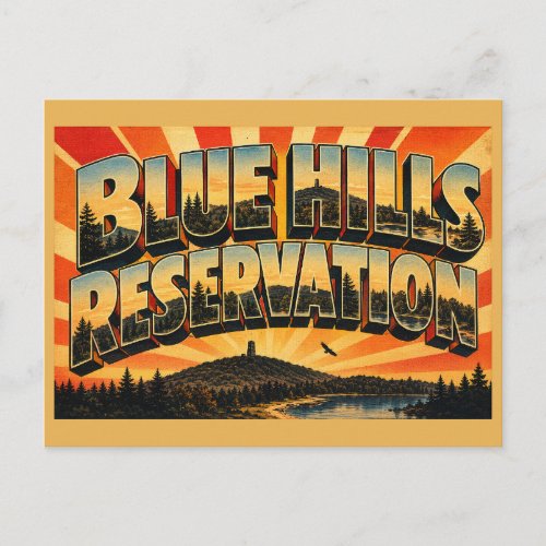Blue Hills Reservation MA Vintage Travel Art Postcard