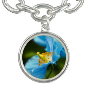 Blue Himalayan Poppy Charm Bracelet
