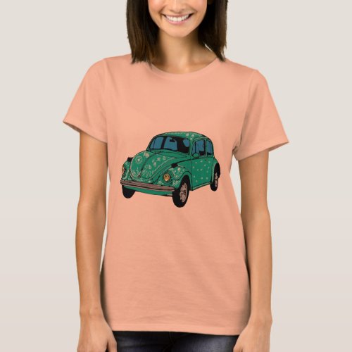 Blue Hippie Car Raglan T_Shirt