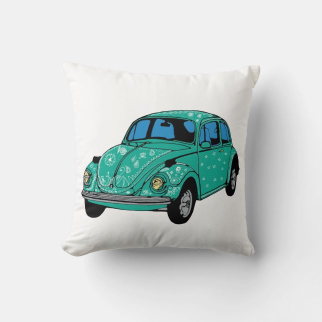 Blue Hippie Car Throw Cushion (Front)