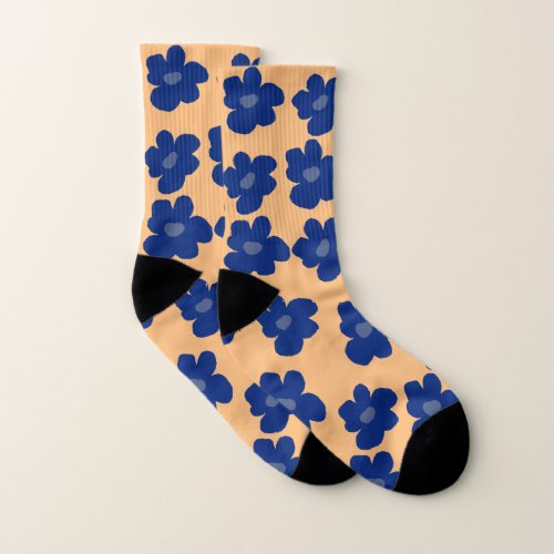 Blue  Hippie Flowers  Socks
