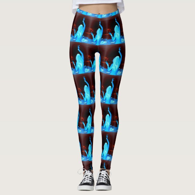 blue hippie girl leggings (Front)