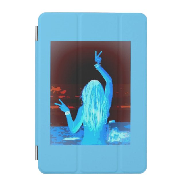 blue hippie girl peace signs iPad mini cover (Front)