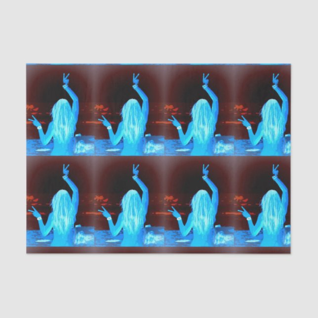 blue hippie girls peace sign tissue paper (Front)