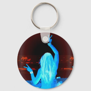 blue hippie peace sign keychain