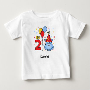 Blue Hippo Face 2nd Birthday Baby T-Shirt