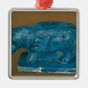 Blue hippopotamus with black decoration