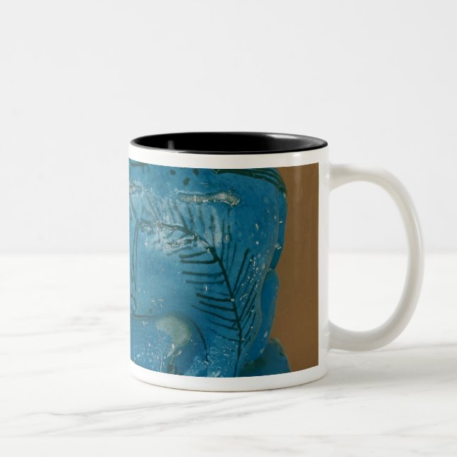 Blue hippopotamus with black decoration Two-Tone coffee mug (Right)