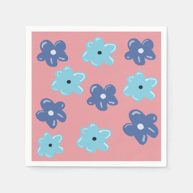 Blue hippy flowers  napkins (Front)