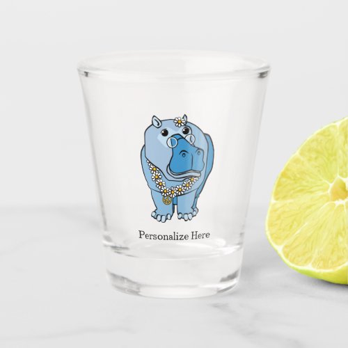 Blue Hippy Hippo Shot Glass